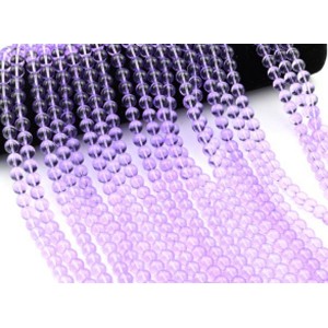 Бусины из стекла шарик 8мм цв.фиолетовый, 37см, 49 бусин (иск.)