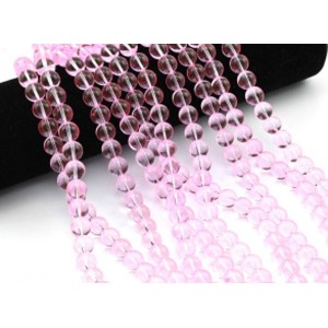 Бусины из стекла шарик 10мм цв.розовый яркий, 38см, 40 бусин (иск.)