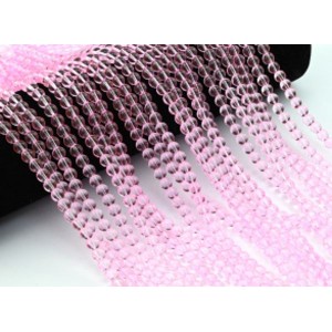 Бусины из стекла шарик 6мм цв.розовый яркий, 38см, 68 бусин (иск.)