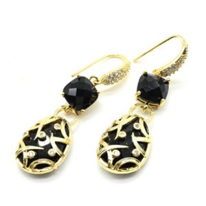 Серьги с камнем агат (имитация), золотистый (иск.)