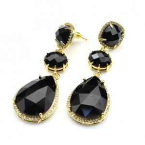 Серьги с камнем-агат (имитация), золотистые (иск.)