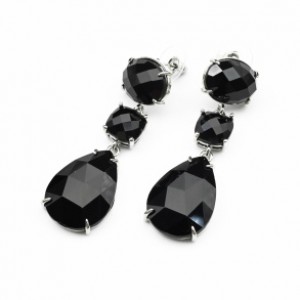 Серьги с камнем агат (имитация), серебристые (иск.)