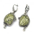 Серьги змеевик  21*41мм.