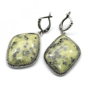 Серьги змеевик " Грация " 25*34мм.