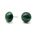 Серьги гвоздики малахит 9-10мм.