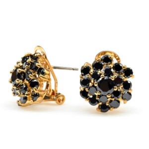 Серьги женские "Россыпь" с чёрным цирконом, итальянский замок (иск.)