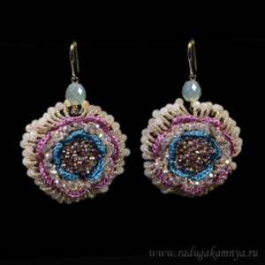 Серьги авторские с цирконами цвет сиренево-розовый (иск.) Серьги авторские с цирконами цвет сиренево-розовый (иск.)