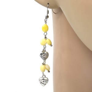 Серьги с янтарём "гроздья" галтовка молочный с Кулонами, 6,5см, 4,5г Серьги с янтарём "гроздья" галтовка молочный с Кулонами, 6,5см, 4,5г