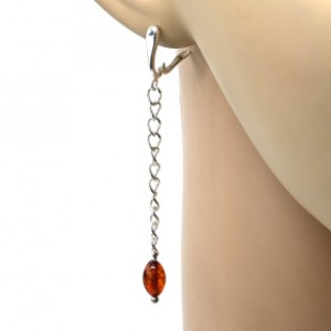 Серьги с янтарём на цепочке рисинка 6*10мм цвет коньячный, 6см, 2,7г (иск.)