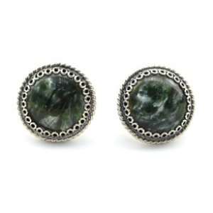 Серьги гвоздики серафинит 15мм