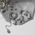 Серьги со съёмным элементом "Трансформер" собачка, цвет белый, цвет серебристый