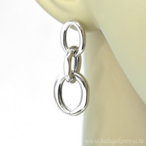 Серьги Южная Корея 17*45мм серебристые, 6г (иск.) Серьги Южная Корея 17*45мм серебристые, 6г (иск.)