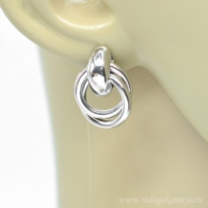 Серьги Южная Корея 15*23мм серебристые, 5г (иск.)