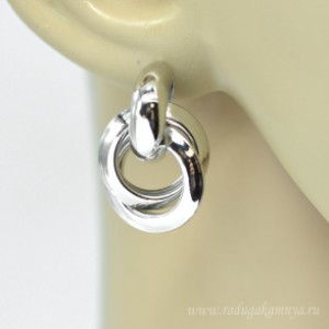 Серьги Южная Корея 18*27мм серебристые, 8г (иск.)