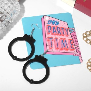 Серьги акрил "Наручники", цвет чёрный, цвет серебристый