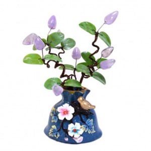 Композиция мешочек с цветами из аметиста, 160*120*300мм.