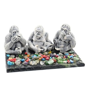 Сувенир из змеевика и мрамолита "Три Обезьяны"  150*120*65мм