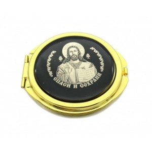 Зеркало из обсидиана 70*77*12мм "Иисус Христос" Зеркало из обсидиана 70*77*12мм "Иисус Христос"