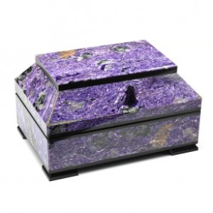 Шкатулка из камня чароит "Ларец" 130*90*75мм