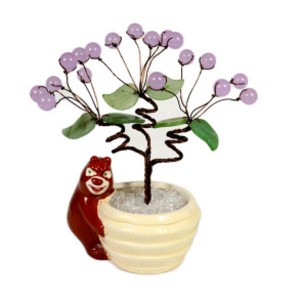 Композиция медведь с шариками цвет сиреневый, 100*80*160мм. (иск.)