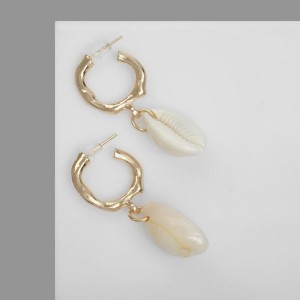 Серьги "Морские" с перламутрми, цвет бежевый, цвет золотистый