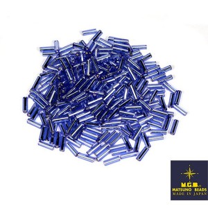 Стеклярус 6 мм гладкий Matsuno 43, цвет светло-синий/серебро, Япония 10 граммов