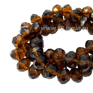 Бусина хрустальная Рондель 6*4 мм коричневый около 40 см/нить Бусина хрустальная Рондель 6*4 мм коричневый около 40 см/нить