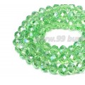 Бусина хрустальная Рондель 6*4 мм зеленый/перламутр около 40 см/нить