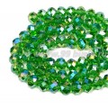 Бусина хрустальная Рондель 6*4 мм зеленый бензин около 40 см/нить