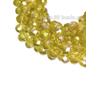 Бусина хрустальная на нити 6*4 мм светло-медовый /нить