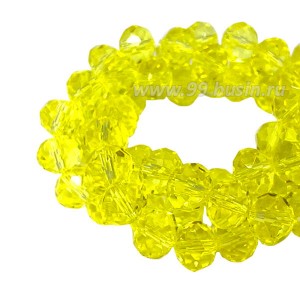 Бусина хрустальная Рондель 6*4 мм лимонный около 40 см/нить