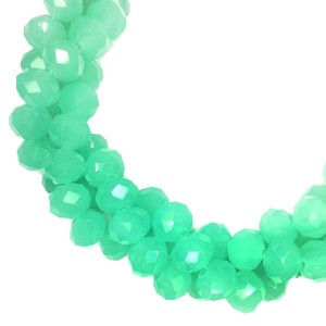 Бусина хрустальная Рондель 8*6 мм полупрозрачный мятный около 40 см/нить