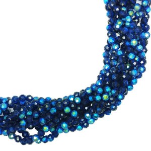 Бусины хрустальные граненые на нити 3 мм синяя лазурь AB нить ок. 35 см Бусины хрустальные граненые на нити 3 мм синяя лазурь AB нить ок. 35 см