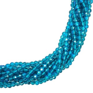 Бусины хрустальные граненые на нити 3 мм темная морская волна AB нить ок. 37 см