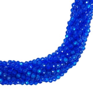 Бусины хрустальные граненые на нити 3 мм глубокий индиго AB нить ок. 37 см