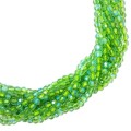 Бусины хрустальные граненые на нити 3 мм, цвет светло-зеленый AB, около 35 см нить