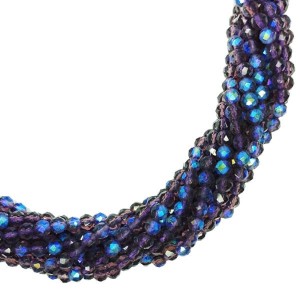 Бусины хрустальные граненые на нити 3 мм фиолетовый AB нить ок. 35 см