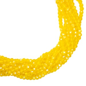 Бусины хрустальные граненые круглые 3 мм на нити, цвет желтый АВ нить ок. 36 см