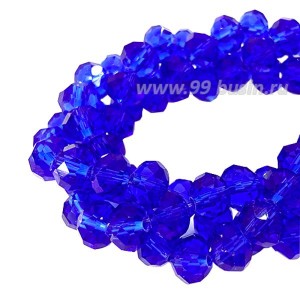 Бусина хрустальная Рондель 6*4 мм цвет глубокий синий около 40 см/нить