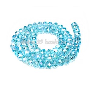 Бусина хрустальная Рондель 6*4 мм светлая морская волна/перламутр около 40 см/нить