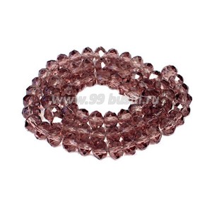 Бусина хрустальная Рондель 6*4 мм светлый аметист около 40 см/нить