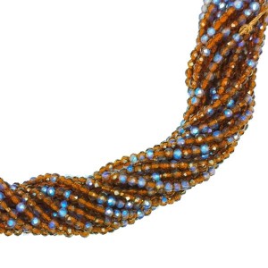 Бусины хрустальные граненые на нити 2 мм коньячный AB нить ок. 35 см/165 штук