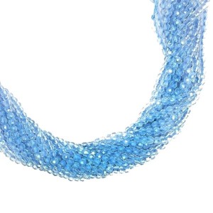 Бусины хрустальные граненые круглые 2 мм на нити, цвет голубой AB нить ок. 35 см/160 штук