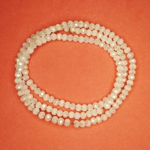 Бусины хрустальные Рондель 3*2 мм полупрозрачный светло-серый с перламутовым эффектом, около 40 см нить/200 бусин