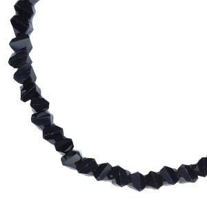 Бусины хрустальные Многогранник малый 4*3 мм Черный, около 40 см нить/около 175 бусин