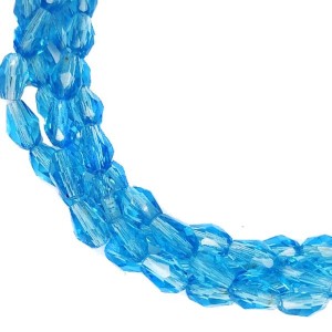 Бусины хрустальные Капля 6*4 мм Прозрачный синий, около 40 см нить /около 70 бусин