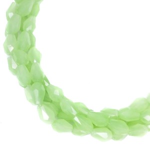 Бусины хрустальные Капля 6*4 мм Светло-зеленый опал, около 40 см нить /около 70 бусин