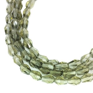 Бусины хрустальные Капля 6*4 мм Прозрачный серый. около 40 см нить /около 70 бусин