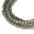 Бусины хрустальные Рондель 3*2 мм опаловый серый полупрозрачный, около 40 см нить/около 175 бусин