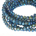 Бусины хрустальные Рондель 3*2 мм сине-серый электрик, около 40 см нить/около 175 бусин